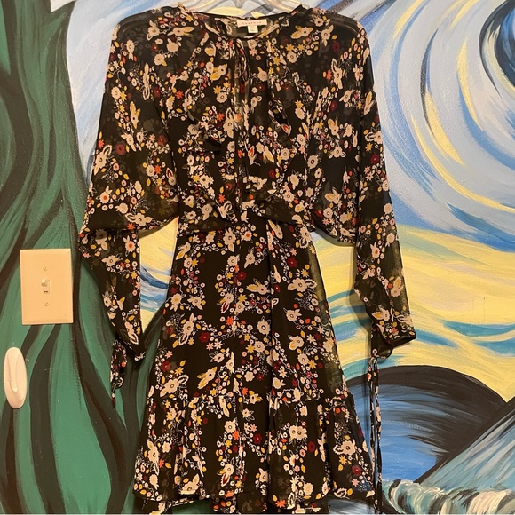 TopShop Black Slip dress with Floral Ruffle Dress - Picture 5 of 12